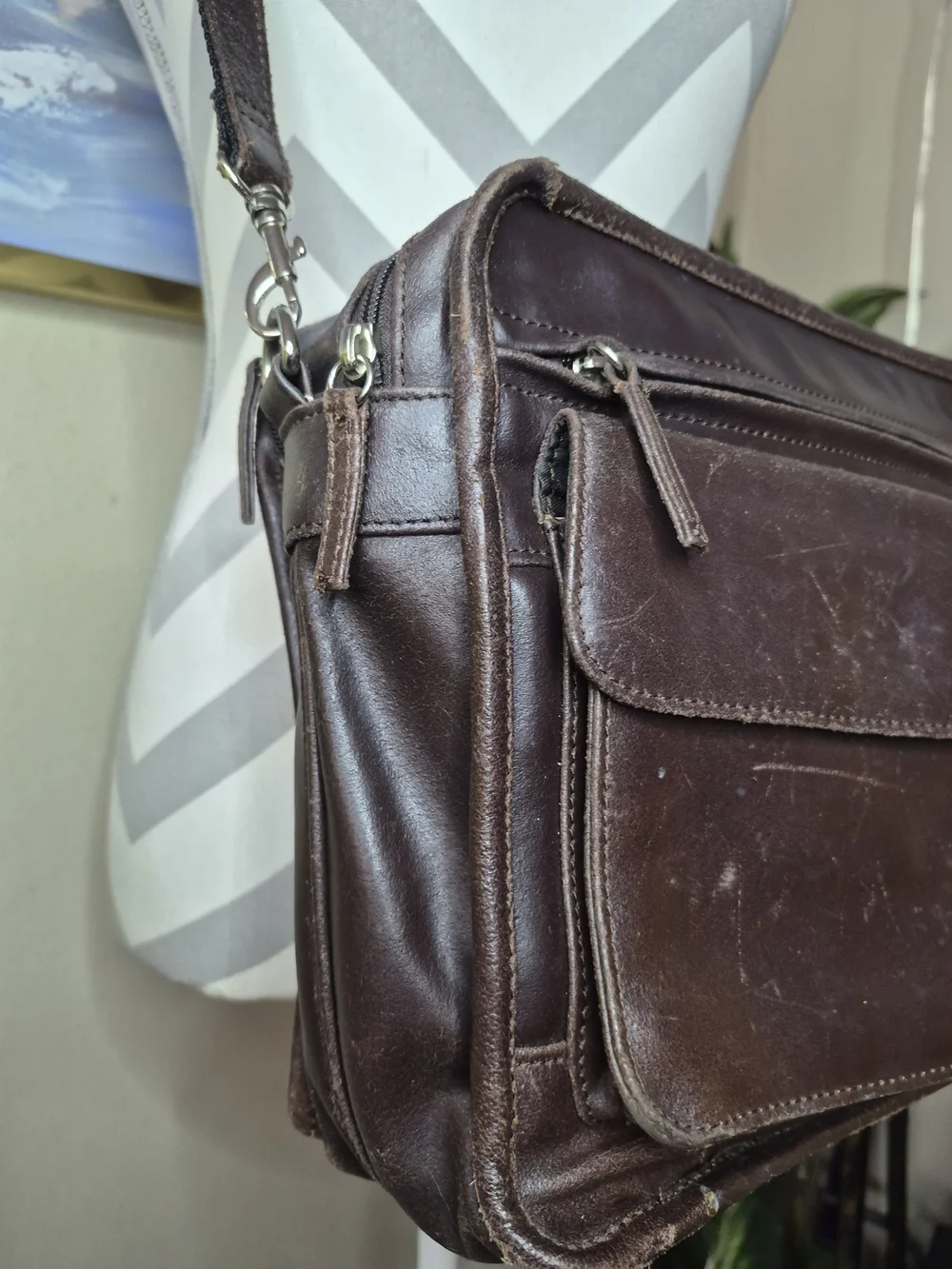 Wilsons Leather Dark Brown Leather Messenger Satchel